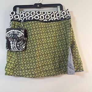 Zand Amsterdam Snap Wrap Skirt Green Blue Reversible Pouch Boho Women One Size